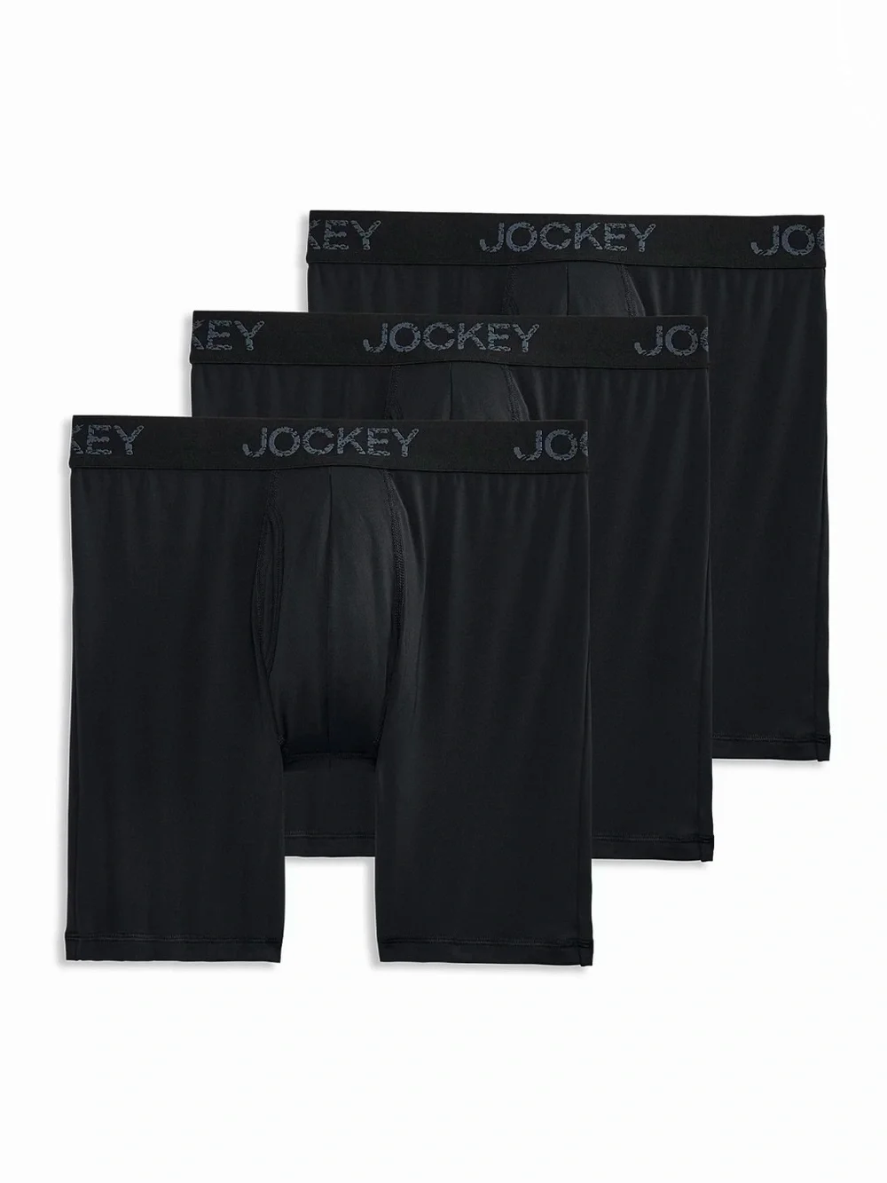 Everyday Active Microfiber Long Leg Boxer Brief Underwear, 8” Inseam, Pack of 3
